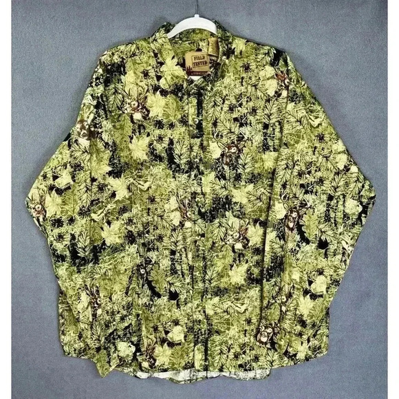 Field Tested Outdoor Life Shirt Mens 2XL Green Camo Whitetail Deer Long Sleeve - Picture 2 of 7